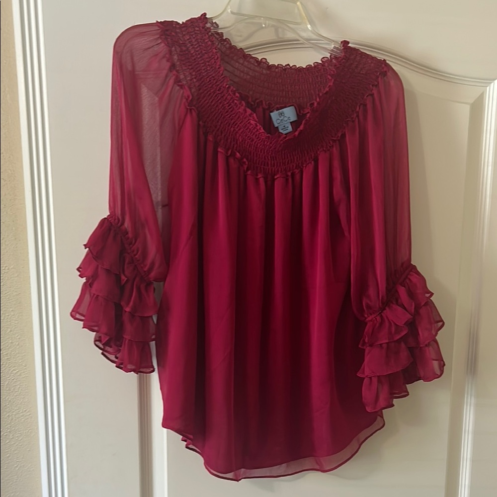 CeCe Berry Ruffled 3/4 Sleeve Blouse